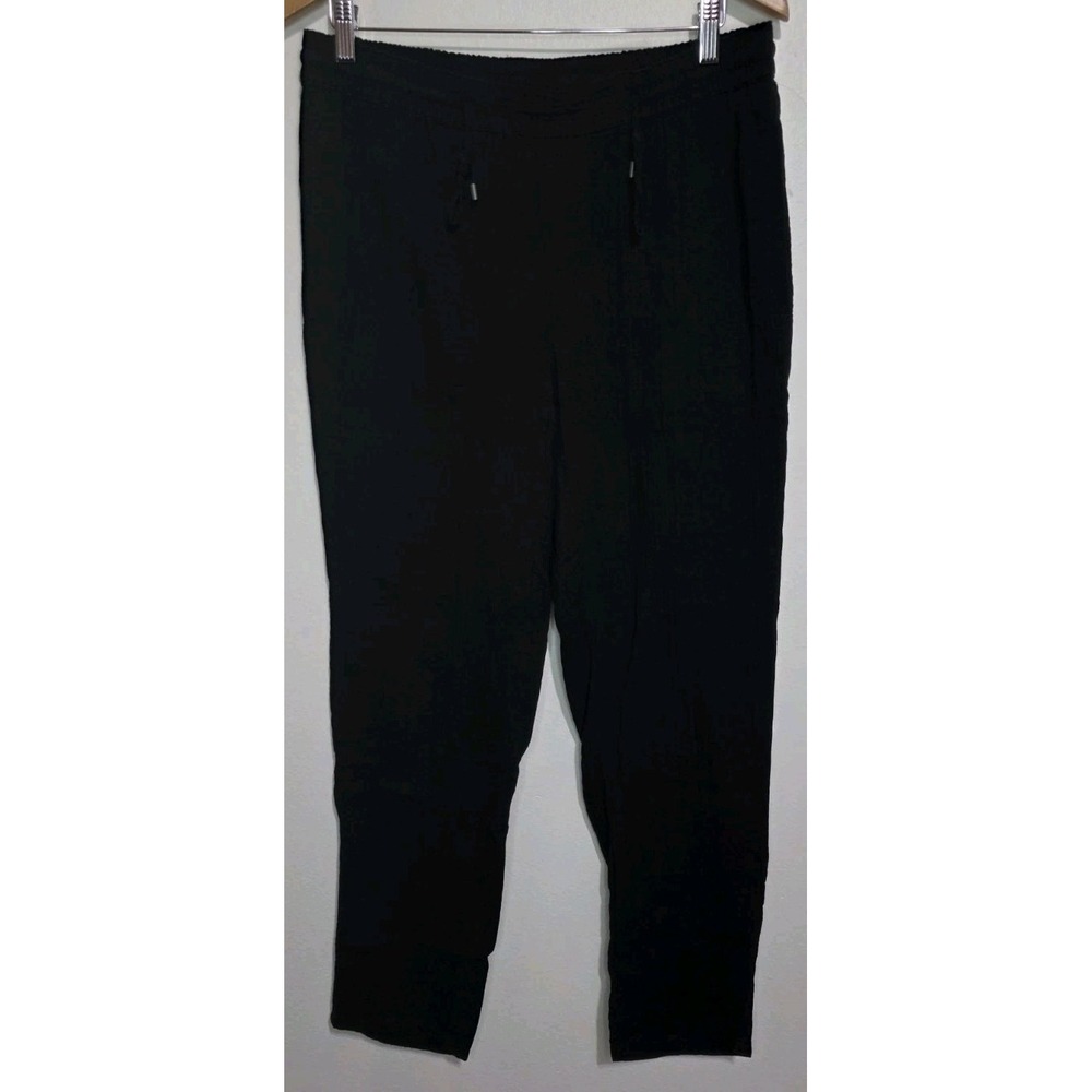 Eileen Fisher Women Crinkle Pull on Black Casual Organic Cotton Pant‎ S Boho EUC